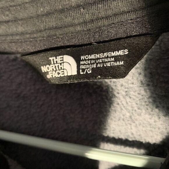 The North Face zipper jacket, soft warm, black grey, moto ribbed Sz Large - Picture 7 of 8